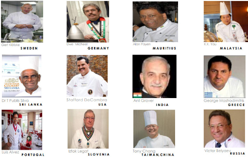 12 đầu bếp thuộc Hiệp hội Đầu bếp thế giới đến từ 12 quốc gia.