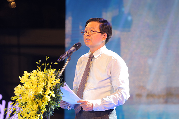 Ông Hồ Quốc Dũng, Chủ tịch UBND tỉnh Bình Định phát biểu tại Lễ khánh thành. 