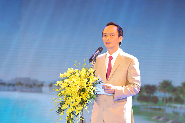 Ông Trịnh Văn Quyết, Chủ tịch HĐQT Tập đoàn FLC phát biểu tuyên bố khánh thành Quần thể FLC Quy Nhơn. 