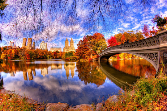 Cảnh sắc Công viên Trung tâm New York (Mỹ), đặc biệt nên thơ khi mùa thu đến. Ảnh: Travel Digg 