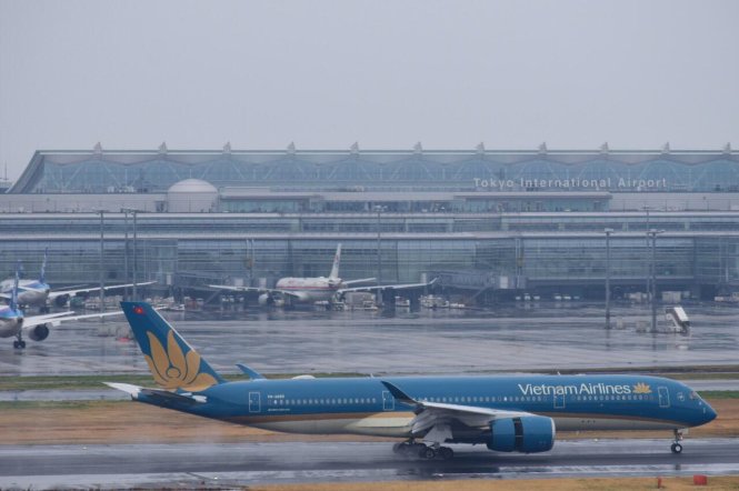 Máy bay A350 tại sân bay Haneda (Tokyo) - Ảnh: CTV 