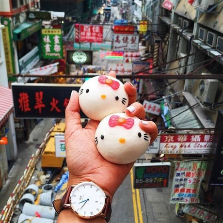 Bánh bao hình Hello Kitty cực đáng yêu ở Hong Kong.