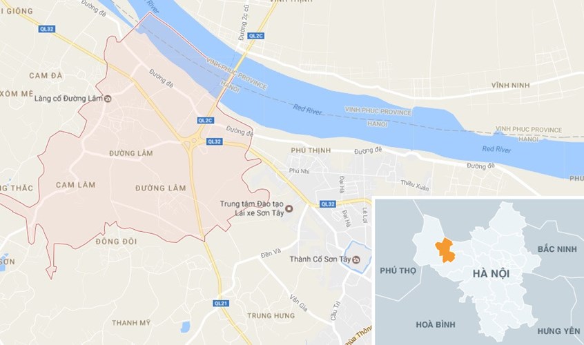 Làng cổ Đường Lâm thuộc thị xã Sơn Tây, Hà Nội, cách trung tâm thủ đô khoảng 45 km. Ảnh: Google Maps.