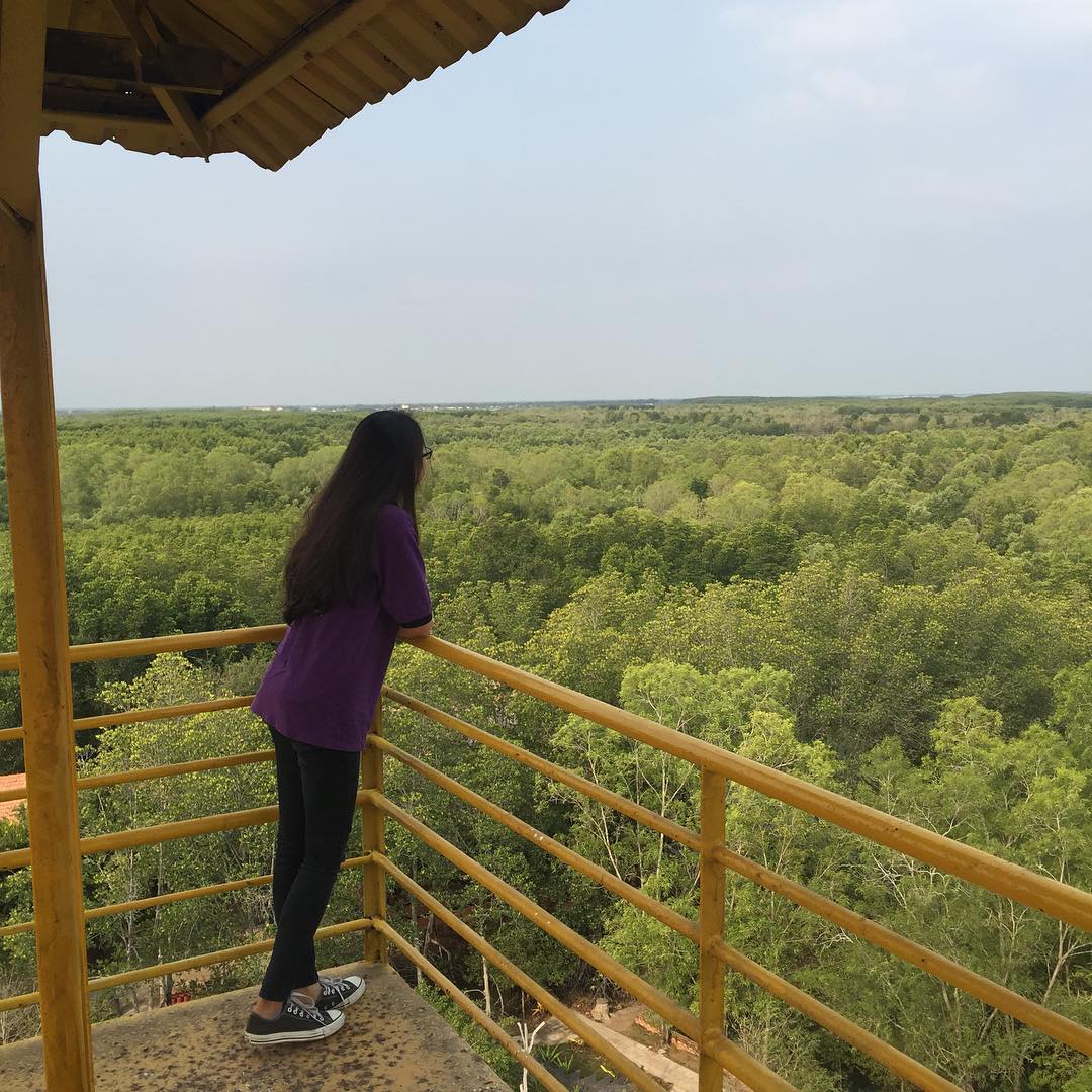 Bạn có thể leo lên đỉnh ngọn tháp cao 28 mét - Tang Bồng để chiêm ngưỡng toàn cảnh khu rừng ngập mặn Cần Giờ. Ảnh: @ennhine on Instagram