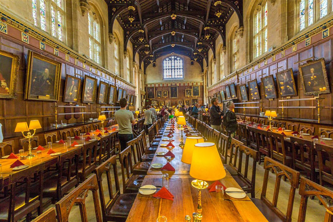 Hội trường lớn của trường Christ Church, trung tâm của cuộc sống đại học và cũng là nguồn cảm hứng cho Đại sảnh đường của Hogwarts 