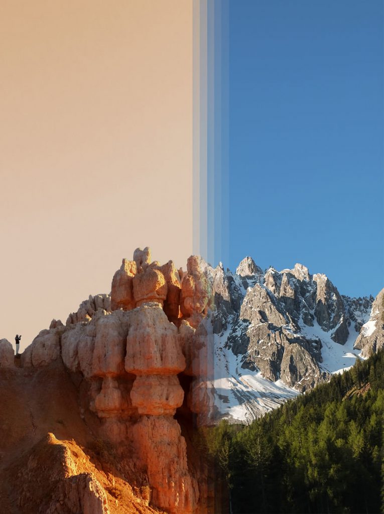 Hẻm núi Bryce ở Mỹ và dãy núi Dolomites ở Ý 