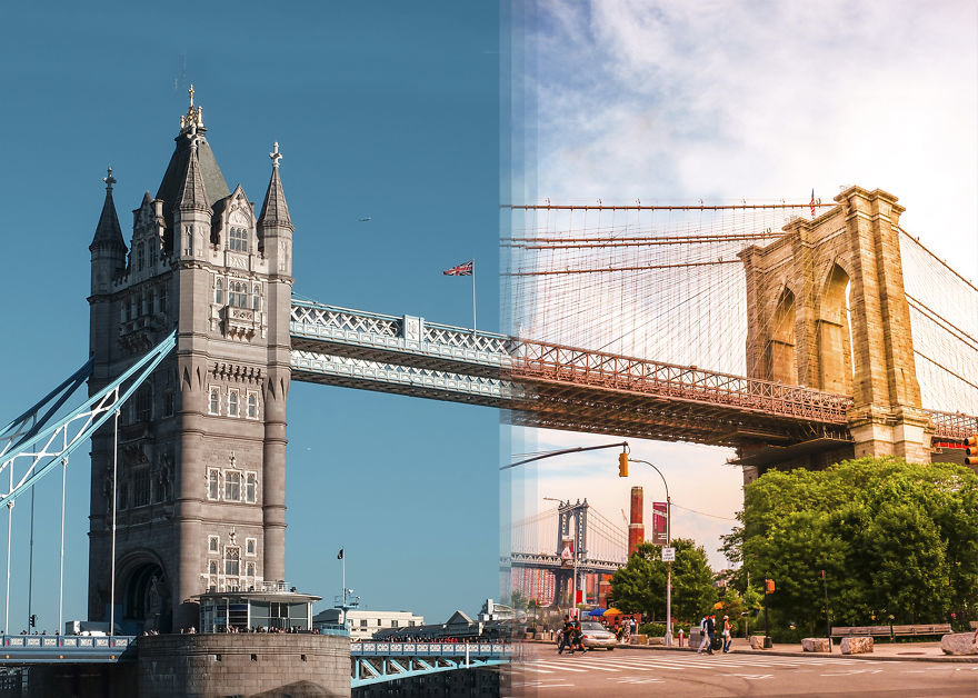 Cầu Tháp ở London, Anh và cầu Brooklyn, New York, Mỹ 
