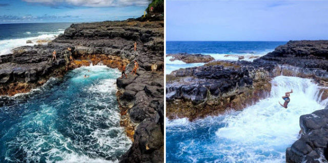 Queen's Bath, Hawaii: Đây là bể bơi tự nhiên hình thành khi thủy triều dâng trên đảo Kauai. Thời điểm an toàn nhất để tới địa điểm này là vào mùa hè khi sóng và thủy triều bình lặng hơn.