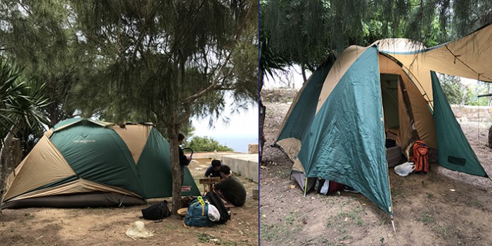 Du khách được học cách căng lều và sẽ ngủ đêm ở ngay trên Mũi Dinh - Ảnh: Kỳ Nam 